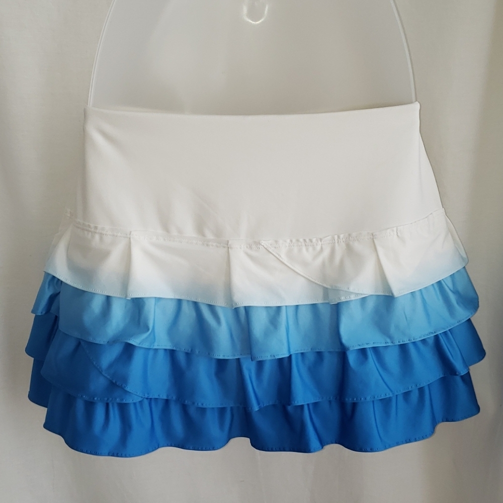 Sold Nike tennis  skirt blue white ombre ruffles - Picture 2 of 4